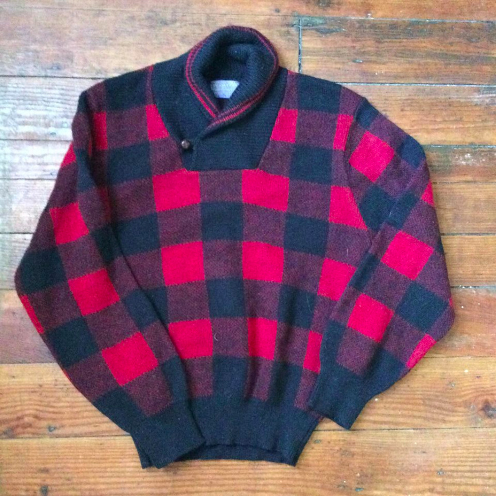 VTG Pendleton Red Plaid Pullover Sweater M